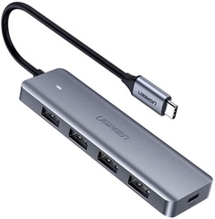 Хаб UGREEN Type C to 4 USB 3.0+ порт для питания Micro USB арт. СМ219-70336 